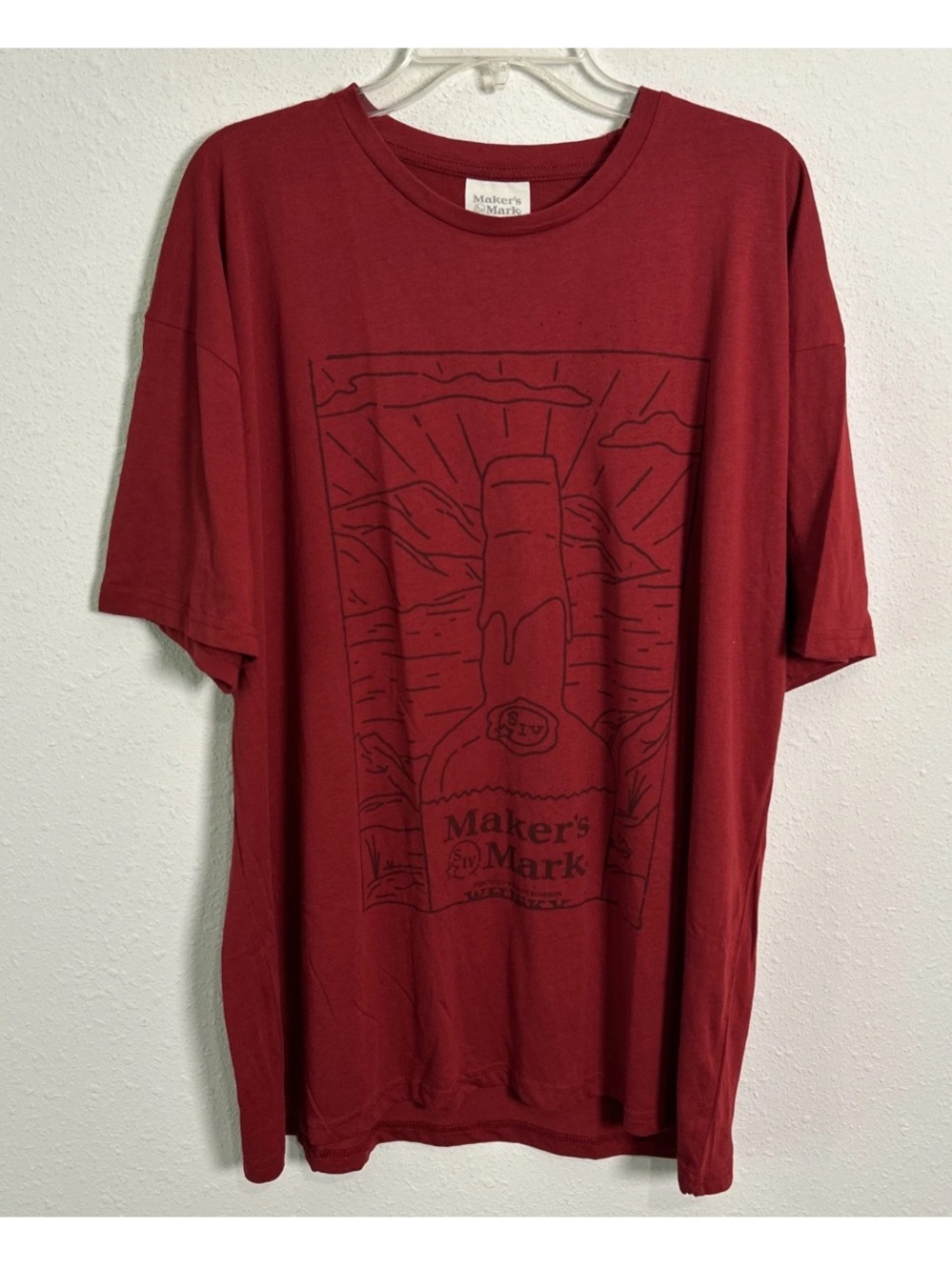 Maker's Mark Bourbon Men's 2XL Red Large Graphic Printed T-Shirt Bourbon Whiskey